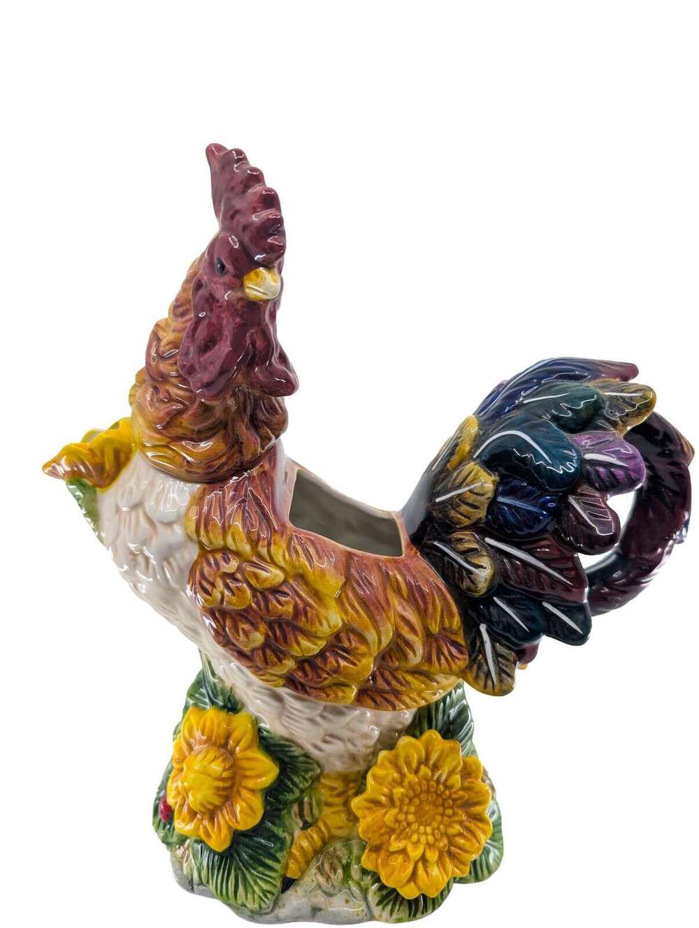 Vintage Ceramic Rooster Pitcher Farmhouse Country Kitchen Decor